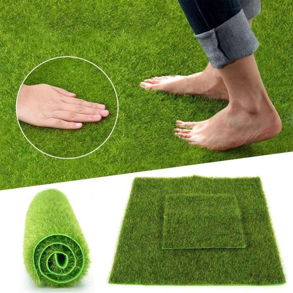 Ludlz Artificial Garden Grass, LifeLike Artificial Grass Lawn Miniature Ornament Garden
