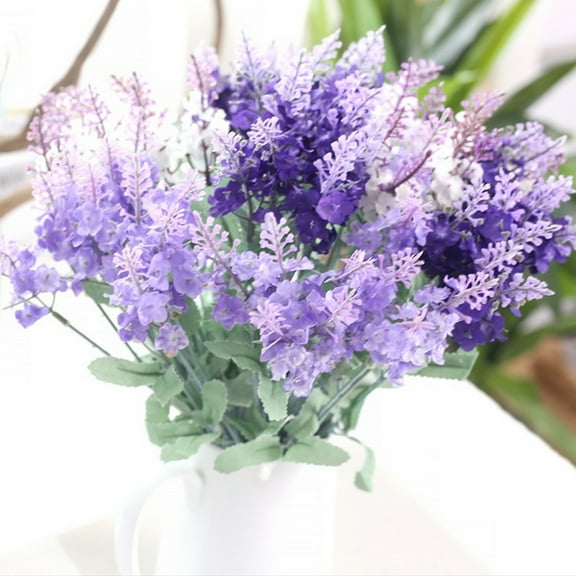 Ludlz Artificial Lavender Silk Flowers Plastic Fake Plant Make a Bountiful Flower Arrangement Decor Your Outdoor Indoor House Garden DIY Stage Party Wedding Festival Decor