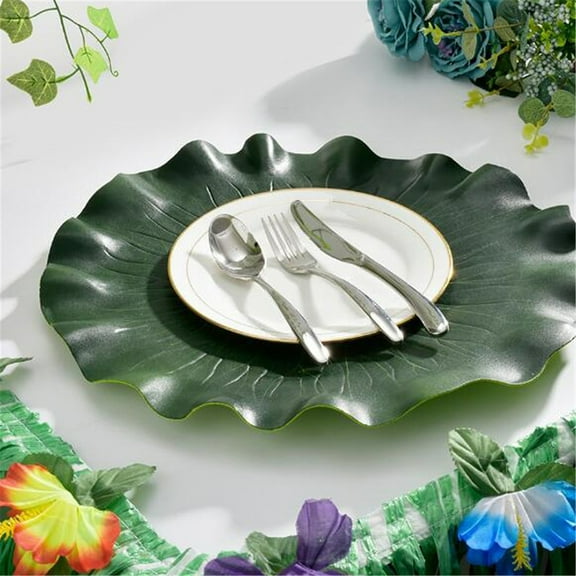 Ludlz Artificial Lotus Leaf Kitchen Placemat Mat Bowl Anti-Slip Pad Props Table Decor