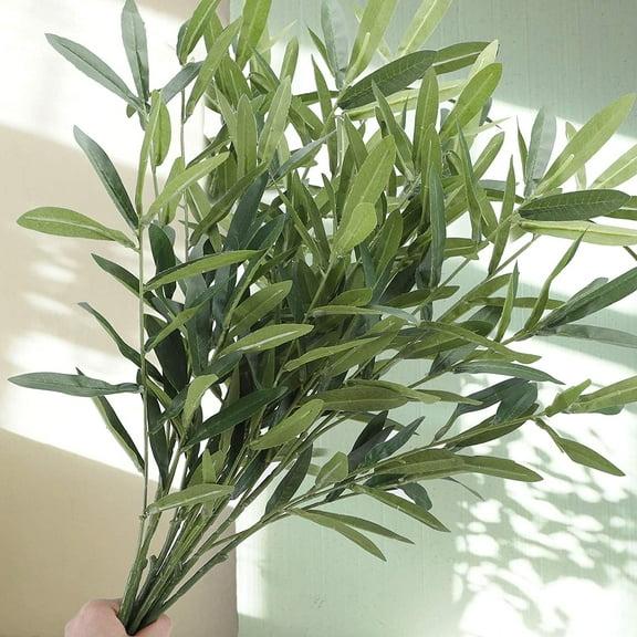Ludlz Artificial Non-Fading Olive Leaves Long Stems 37 Tall Fake Eucalyptus Plant Branches for Floral Arrangement Vase Bouquets Wedding Greenery Decor
