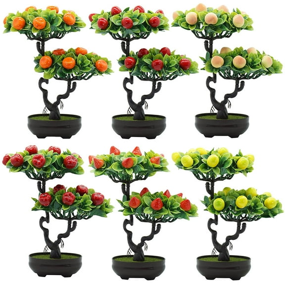 Ludlz Artificial Peach Orange Fruit Tree Plant Bonsai Living Room Garden Desk Decor