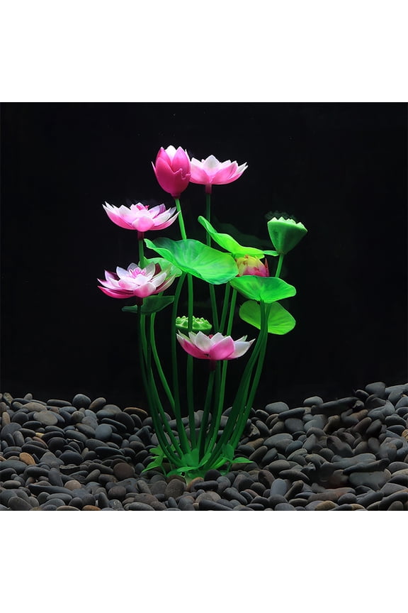 Ludlz Artificial Plastic Lotus, Aquarium Ornament Lifelike Plastic Plants for Fish Tank Aquarium Landscape