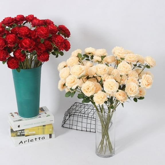 Ludlz Artificial Rose Flowers Bouquet Silk Flowers Rose for Home Bridal Wedding Party Festival Decor Flower Multi-use Bright-colored Faux Silk Flower Simulation Rose Display for Gifts