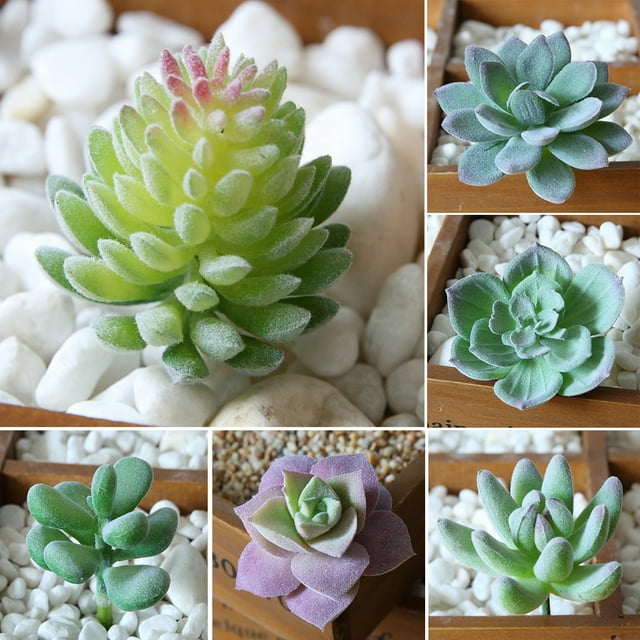 Ludlz Artificial Succulent,Faux Small Succulents Plant,Mini Fake Plants Unpotted Decor for Home
