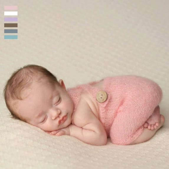 Ludlz Baby Photography Props Boy Girl Photo Shoot Outfits Newborn Crochet Costume Infant Knitted Clothes Newborn Infant Baby Knit Button Suspender Trousers Photo Romper Costume Prop