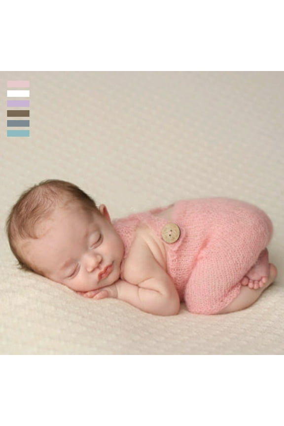 Ludlz Baby Photography Props Boy Girl Photo Shoot Outfits Newborn Crochet Costume Infant Knitted Clothes Newborn Infant Baby Knit Button Suspender Trousers Photo Romper Costume Prop