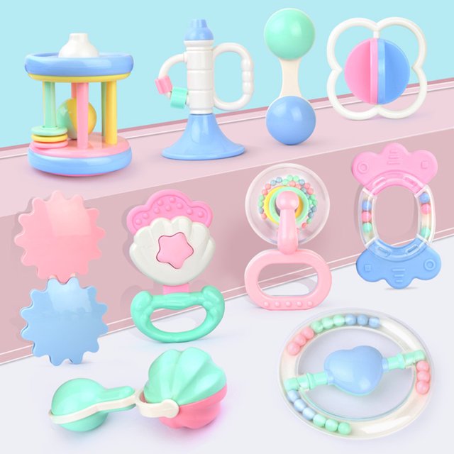 Ludlz Baby Rattles Teether Set, Spin Shaking Bell, Sensory Teether