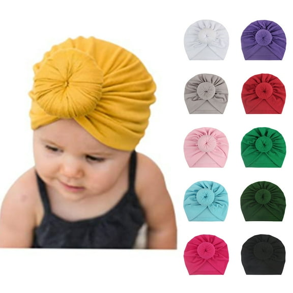 Ludlz Baby Turban Hats Turban Bun Knot Baby Infant Beanie Baby Girl Soft Cute Toddler Cap
