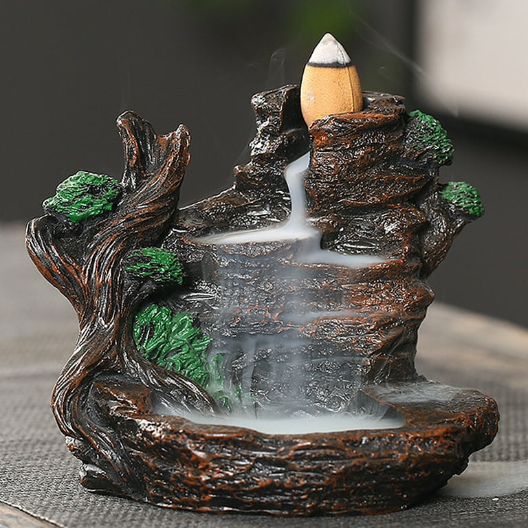Ludlz Backflow Incense Holder Waterfall Incense Burner, Mountain