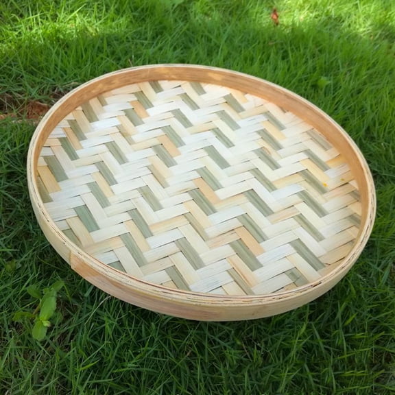 Ludlz Bamboo Sieve, Handmade Round Bamboo Weaving Sieve Fruit Seed Tea Basket Home Round Shape Handmade Bamboo Weaving Sieve Fruit Tea Basket Storage Organizer