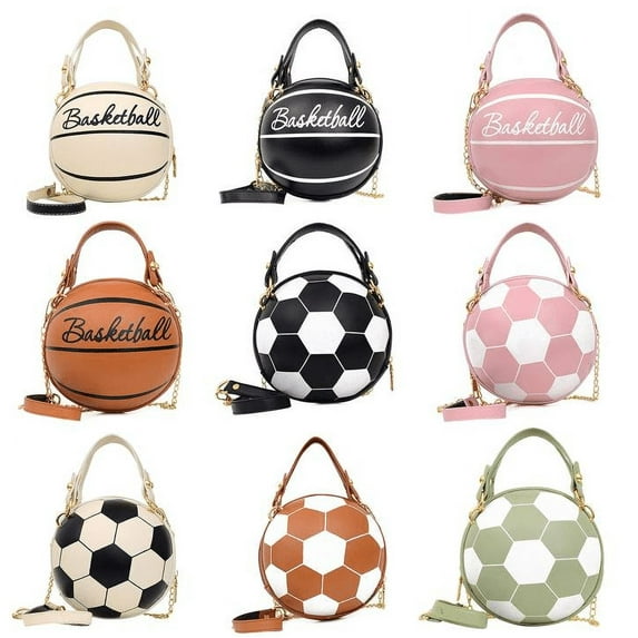 Ludlz Basketball Shaped Purse For Women Cross Body Handbag Girls Messenger Bag Tote Shoulder PU Leather Round Handbags