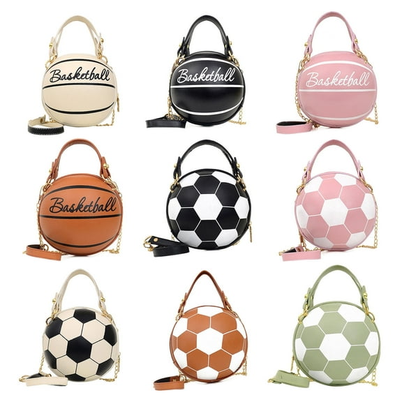 Ludlz Basketball Shaped Purse For Women Cross Body Handbag Girls Messenger Bag Tote Shoulder PU Leather Round Handbags
