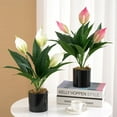 thumbnail image 1 of Ludlz Beautiful Fine Texture Artificial Flower Vivid Handmade Plastic Simulation Spathiphyllum for Home, 1 of 8