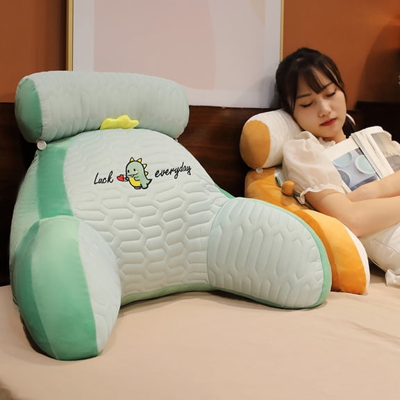 Ludlz Bed Rest Reading Pillow with Arm Support Cartoon Print Detachable Backrest Support Sofa Couch Pillow Cushion
