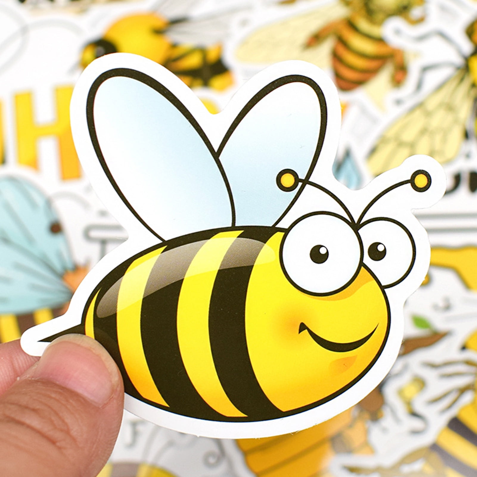 Ludlz Bee Sticker 50PCS 3D Tiny Bumble Flatback Self Adhesive Embellishment  for Card Scrapbooking DIY Decoration Non-repetitive Bee Pattern PVC  Stationery Yellow Little Bee Decal 
