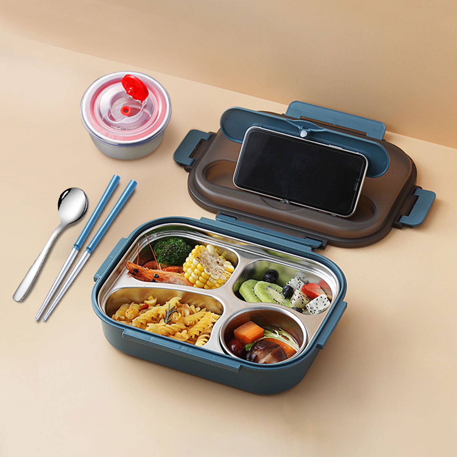 Ylebs 4 Pack Bento Lunch Box Reusable 4 Compartment Lunch Containers for  Adults,BPA Free Plastic Div…See more Ylebs 4 Pack Bento Lunch Box Reusable  4