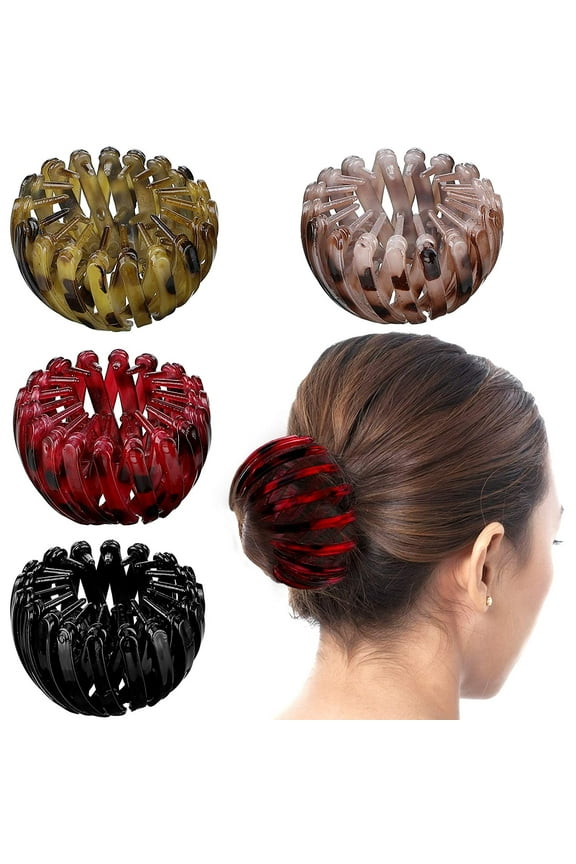 Ludlz Birds Nest Hair Clips Hair Claw Clamps Bun Makers Expandable Ponytail Holder Comb Hair Bands Hair Accessory for Women Girls