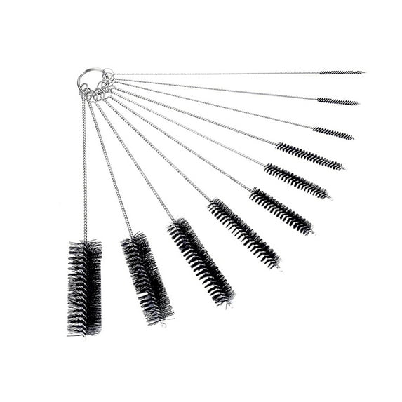 Ludlz Bottle Cleaning Brushes, Nylon Tube Brush Set, Cleaner for Narrow Neck Bottles Cups with Hook, 10Pcs/Set Coffee Machine Bottle Tube Straw Brush Washing Scrubber Cleaning Tool