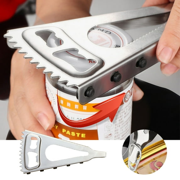 Ludlz Bottle Opener Comfortable Grip Creative Sturdy Anti-rust Multifunctional Save Effort Silver Color Stainless Steel Jar Opener Home Supply