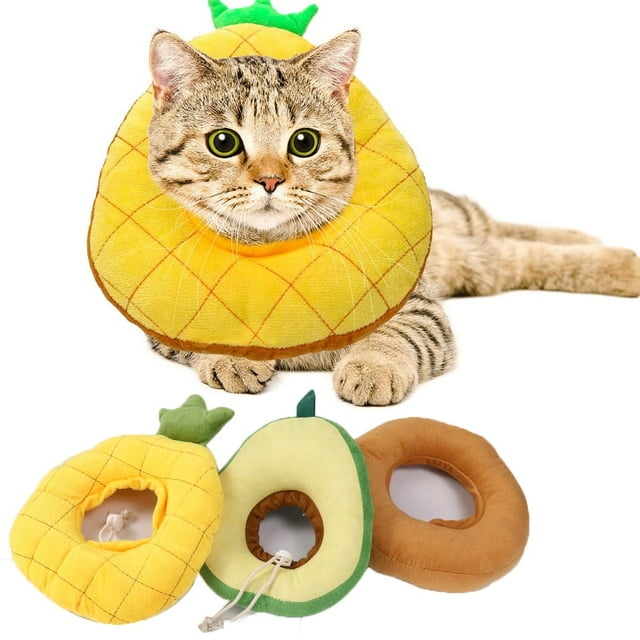 Ludlz Cat Recovery Collar Cute Pineapple/Avocado/Chicken leg/Peach