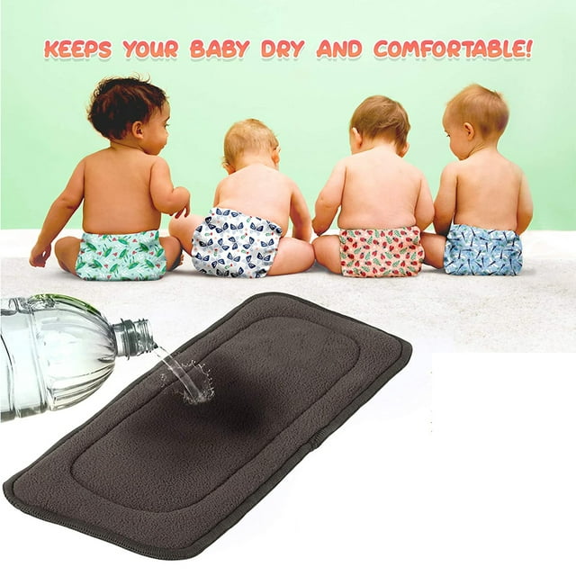 Ludlz Charcoal Bamboo Inserts,Cloth Diaper Liner,5-Layer Inserts,Reusable Liners for Baby Cloth Diapers 5 Layers Washable Reusable Bamboo Charcoal Fiber Cloth Nappy Insert Diaper