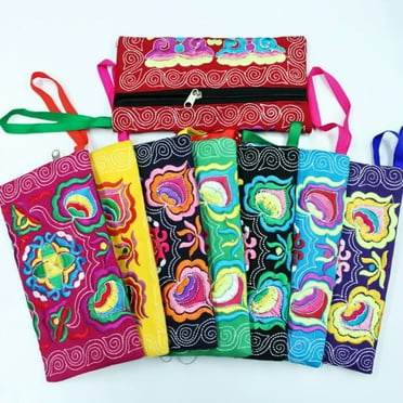 Ludlz Chinese Embroidered Casual Canvas Women鈥檚 Wallets Zipper Closure Purse Wristlet