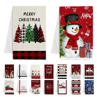 Tuelaly Christmas Kitchen Towels and Dishcloths,Merry Christmas