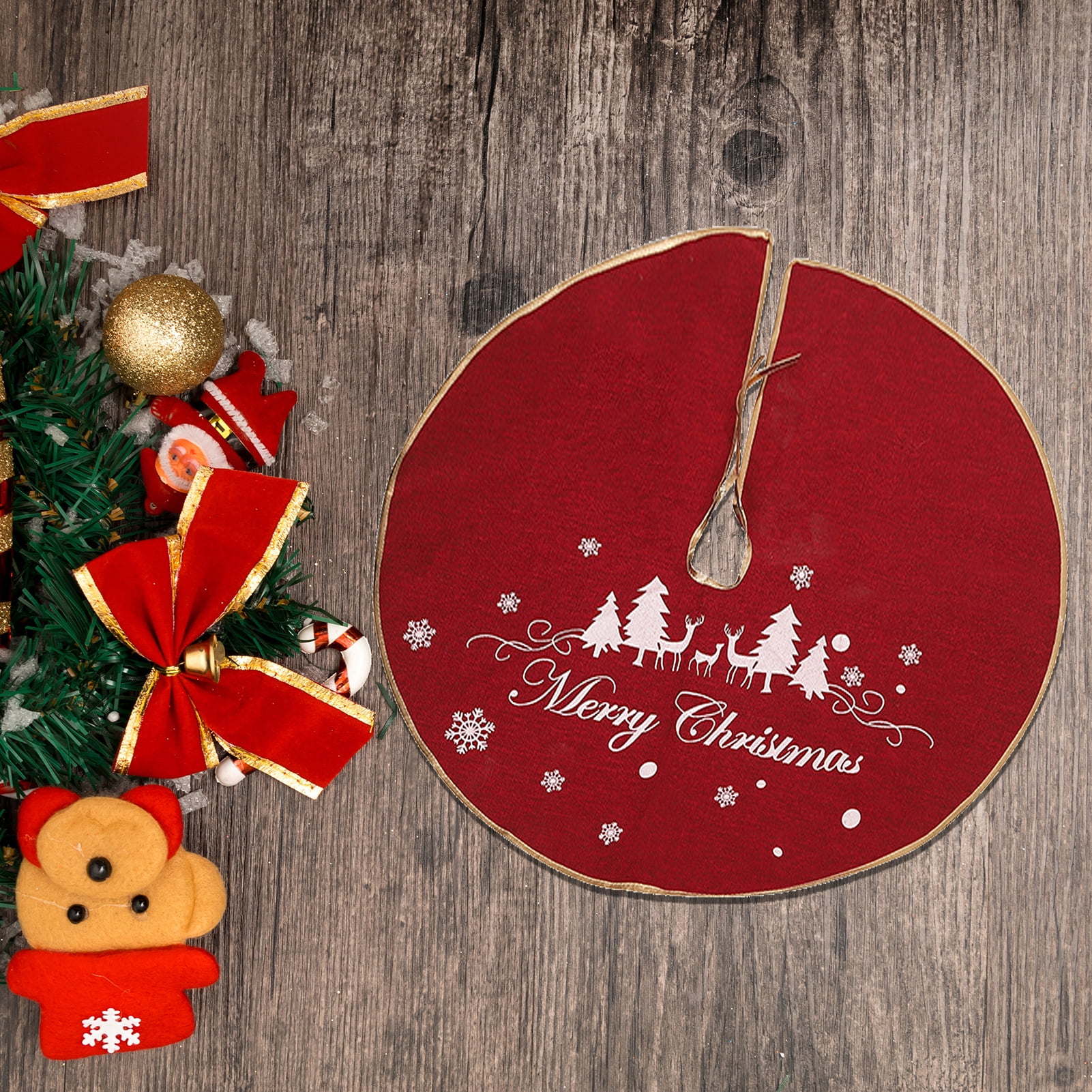 Ludlz Christmas Tree Skirt, Red Xmas Tree Skirt Blanket, Christmas