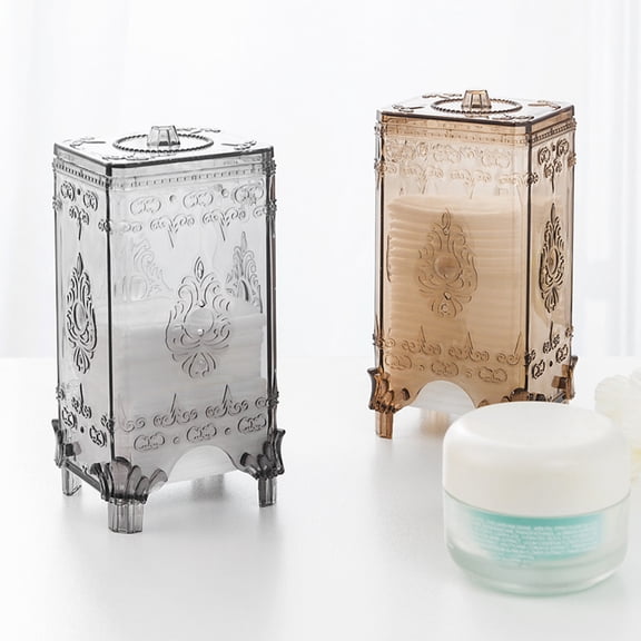 Ludlz Clear Acrylic Cotton Ball and Swab Holder with Lid, European Style Clear Makeup Cotton Pad Dispenser Cosmetic Container Storage Box for Make Up Pads, Cosmetics, Bathroom