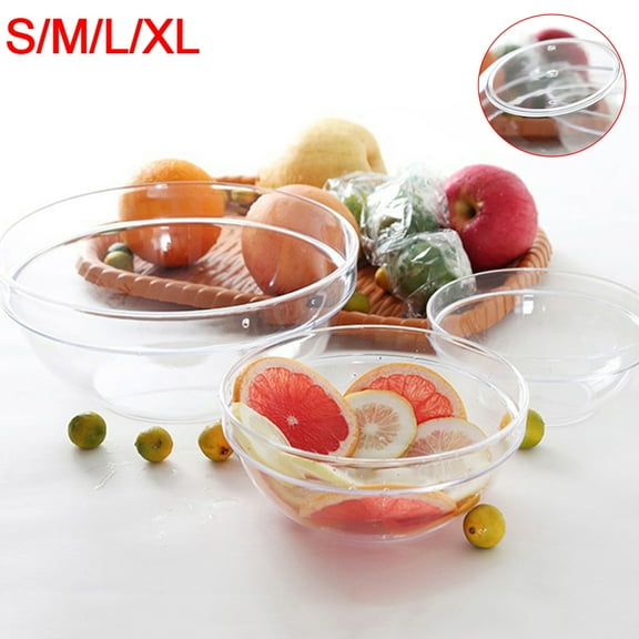 Ludlz Clear Plastic Bowl With Dome Lids Combo for Salads Fruits Parfaits, Food Grade PC Transparent Round Vegetables Fruit Dessert Salad Bowl Tableware