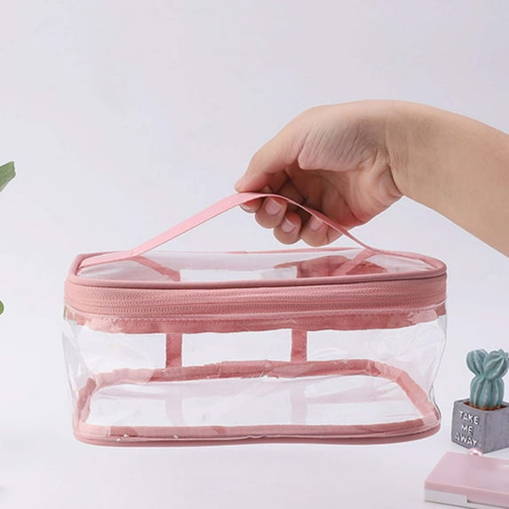 Ludlz Clear Toiletry Bag Handle Travel Makeup Organizer Bag for Women, Approved Toiletries Bags For Men, Cosmetic Bag with Zipper For Traveling Business Trip Home Tidy