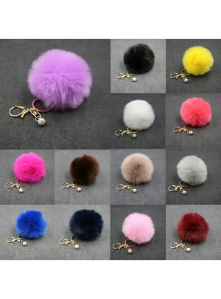 AllTopBargains Rabbit Fur Pompom Key Chain Bag Charm Fluffy Puff Ball Phone Car Pendant Purse !
