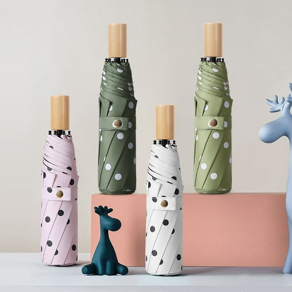 Ludlz Compact Travel Umbrella Windproof Double Canopy Construction Fashion Dots Print Folding Waterproof Windproof Sun Umbrella Parasol Portable and Lightweight for Easy Carry