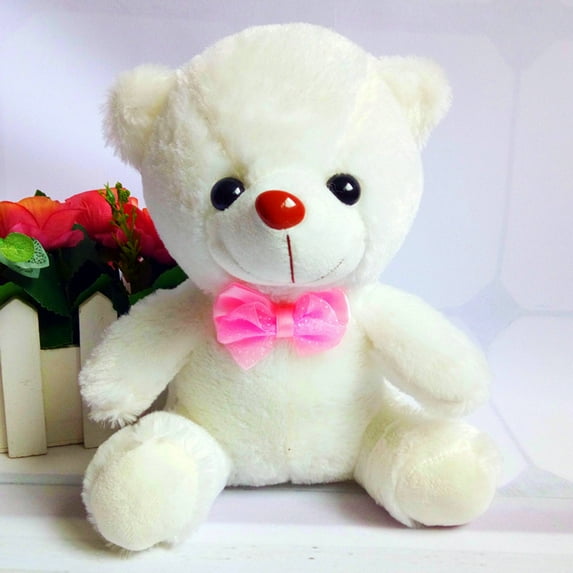 Ludlz Creative bright teddy bear luminous LED Night Light plush pillow stuffed toy LED Light Music Bear Animal Plush Soft Doll Stuffed Toy Bed Cushion Kids Gift