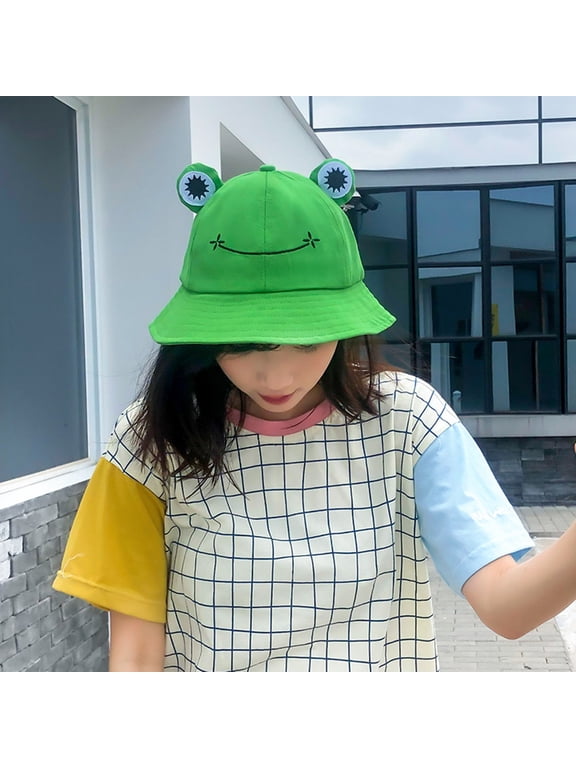 Cute Frog Design Sun Protection Fisherman Hat Children Adults Outdoor Bucket Cap
