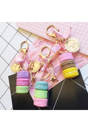 Cute Macaron Cake Pendant Car Key Ring Keychain Alloy Holder Bag Purse Accessory
