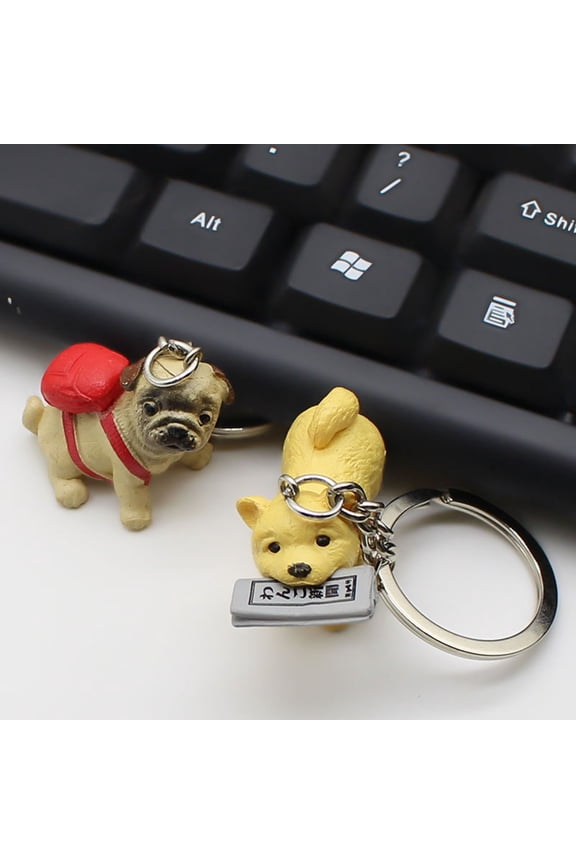 Cute Puppy Dog Keychain Keyring, Puppies Dogs Miniature Pendant Key Ring for Women and Men, Boys and Girls