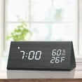 thumbnail image 1 of Ludlz Digital Alarm Clock, with Wooden Electronic LED Time Display, 3 Alarm Settings, Humidity & Temperature Detect, Wood Made Electric Clocks for Bedroom, Bedside, 1 of 8