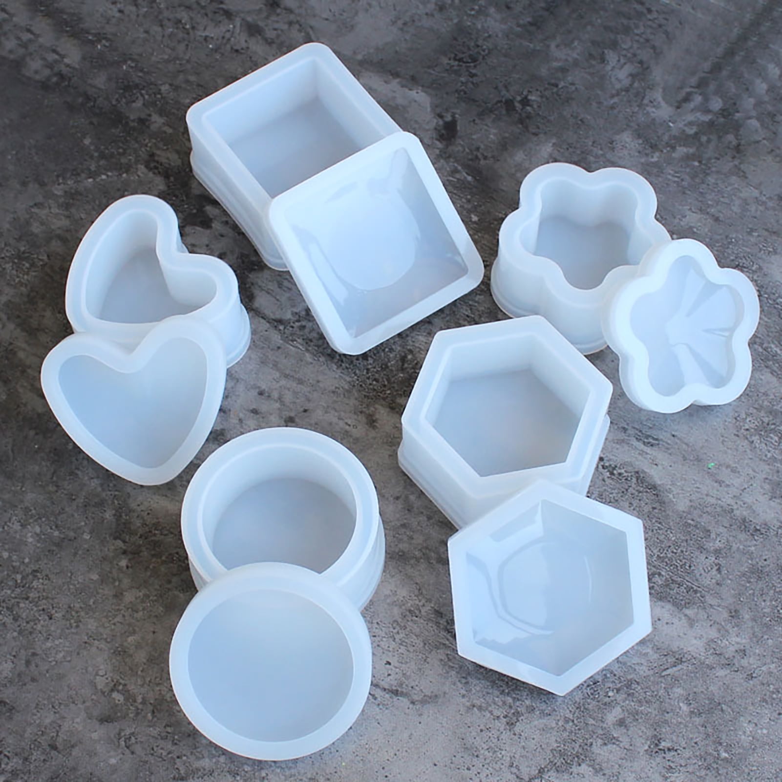 Round Hexagonal Dish Resin Molds Silicone Jewelry Tray Molds Soap