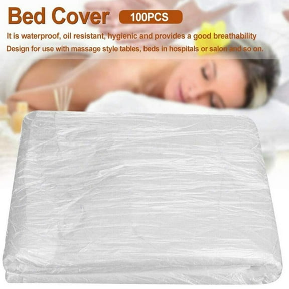 Ludlz Disposable Bed Sheets Waterproof Bed Cover for SPA Tattoo Massage Table Hotels Non Woven 100Pcs Disposable Transparent Cosmetic Salon Sheets SPA Bed Table Couch Cover