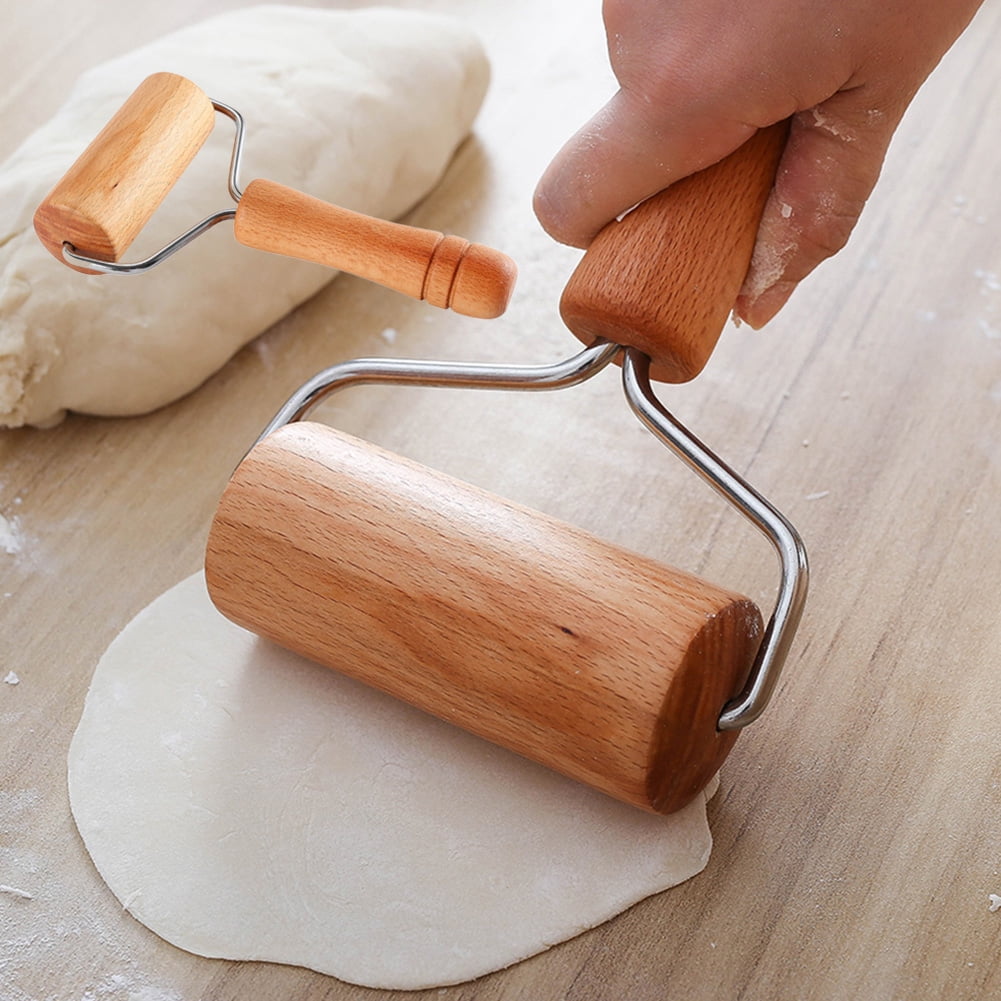 Wooden Rolling Pin Embossing Baking Cookie Noodle Biscuit Waffle