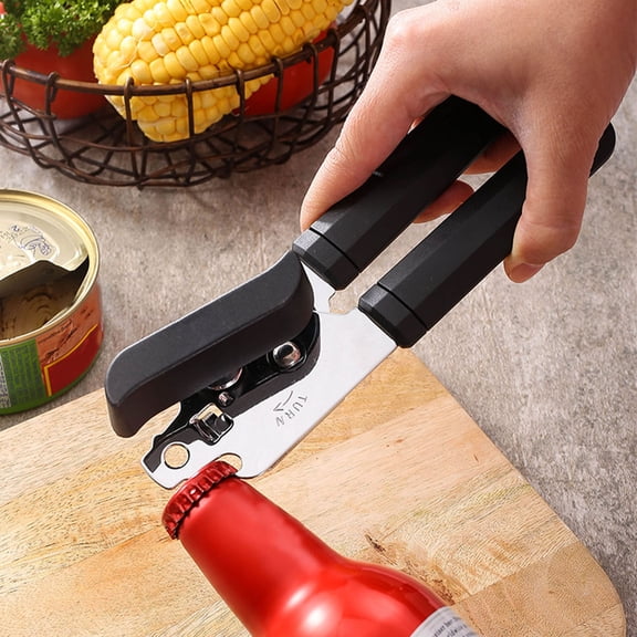 Ludlz Effortless Can Opener Stainless Steel 360-degree Rotating Knob Non-slip Handle Multifunctional Easy Lid Removal Can Opener