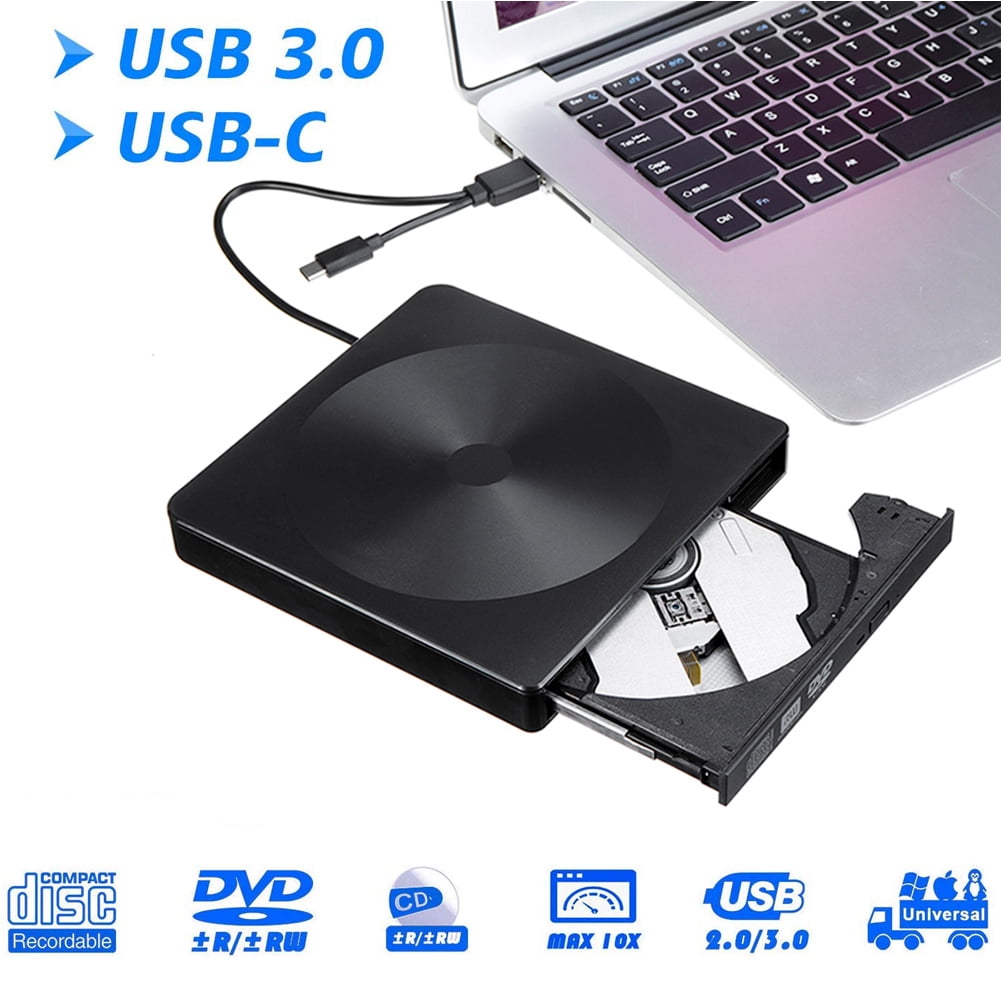 Ludlz External DVD Drive for Laptop, Portable HighSpeed USBC&USB 3.0 CD Burner/DVD Reader