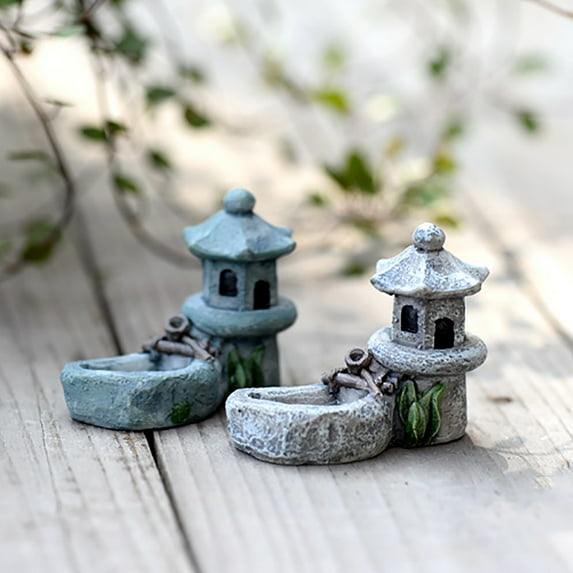 Ludlz Fairy Garden Figurines Fairy Garden Supplies Fairy Garden Accessories Miniature Garden Accessories Mini Pool Tower Miniature Landscape DIY Ornament Garden Decoration Resin
