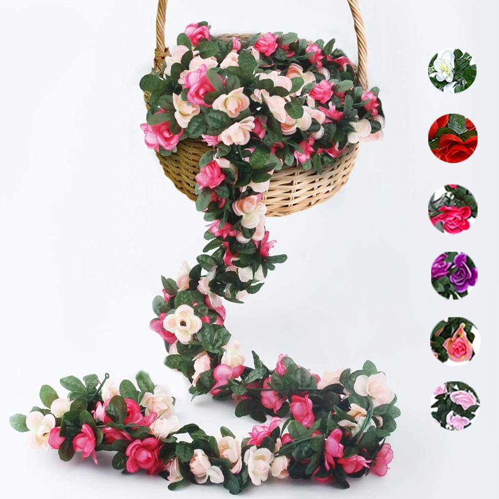 Ludlz Fake Rose Vine Flowers Plants Artificial Flower Hanging Rose Ivy