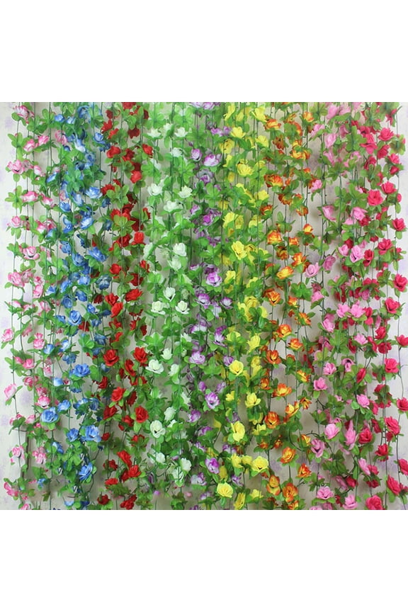 Ludlz Fake Rose Vine Garland Artificial Flowers Plants for Hotel Wedding Home Party Garden Craft Art Decor Garden Home Wedding Party Decor Garland Artificial Rose Blossom Vine