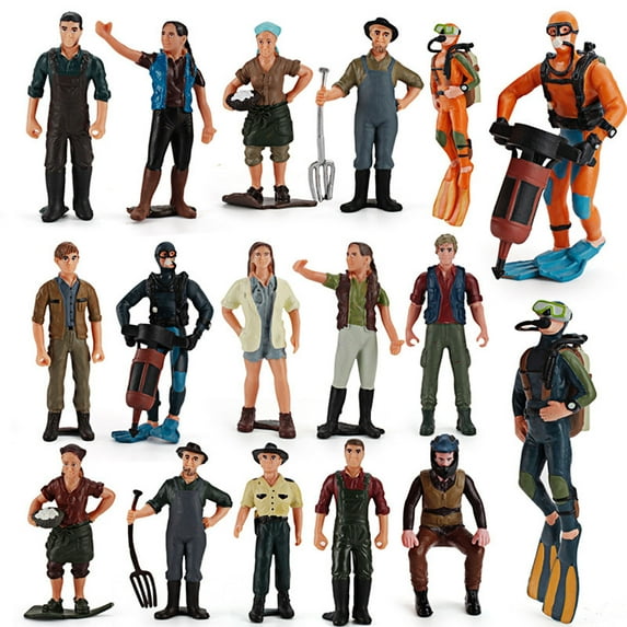 Ludlz Farmer Model Toys Realistic Female Male Farmer Figure Model Figurine Kids Toy Home Decor Figures