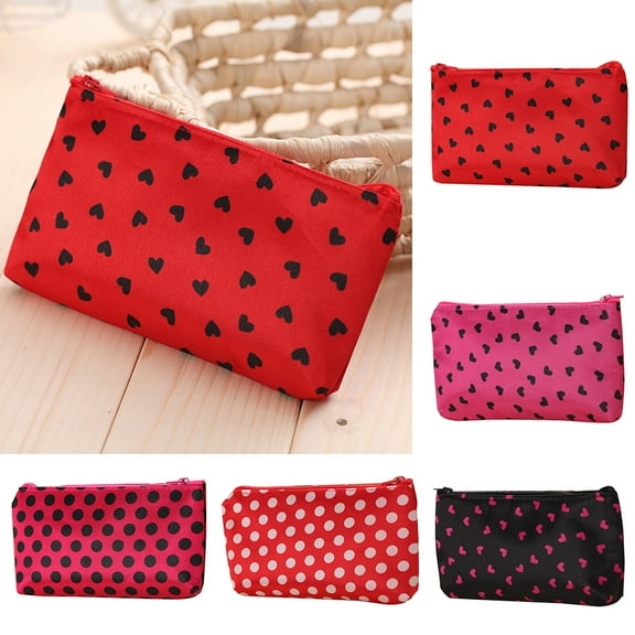Ludlz Fashion Design Muliti-functional Bag Using as Makeup bag or Cosmetic Pouch or Travel Toiletry or Carrying Purse Portable Travel Cosmetic Bag Makeup Case Heart Dot Print Toiletry