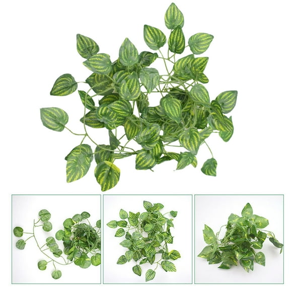 Ludlz Faux Green Leaf Garland for Wedding Decor,Fake Hanging Plant for Table Mantle Decoration,5Pcs Artificial Grape Creeper Leaves Color Print Vine Garden Wall Hanging Rattan