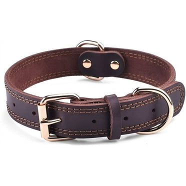 Ludlz Faux Leather Dog Collar Durable Metal Buckle Round Pet Collars for Small Medium Large Dogs Puppy